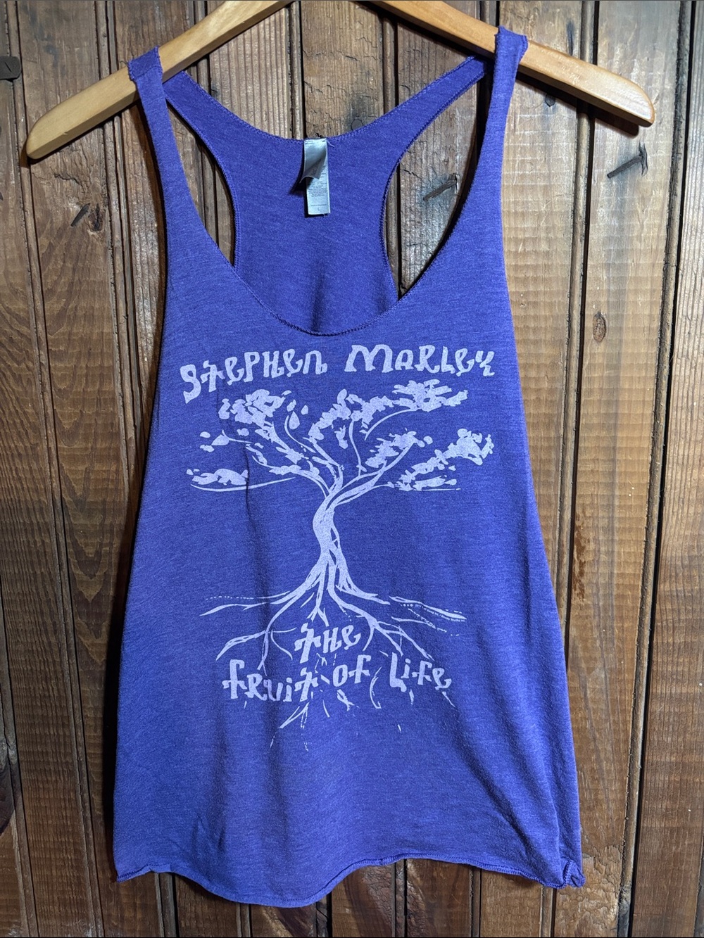 Stephen Marley Purple Graphic Racerback Tank with White Tree Print